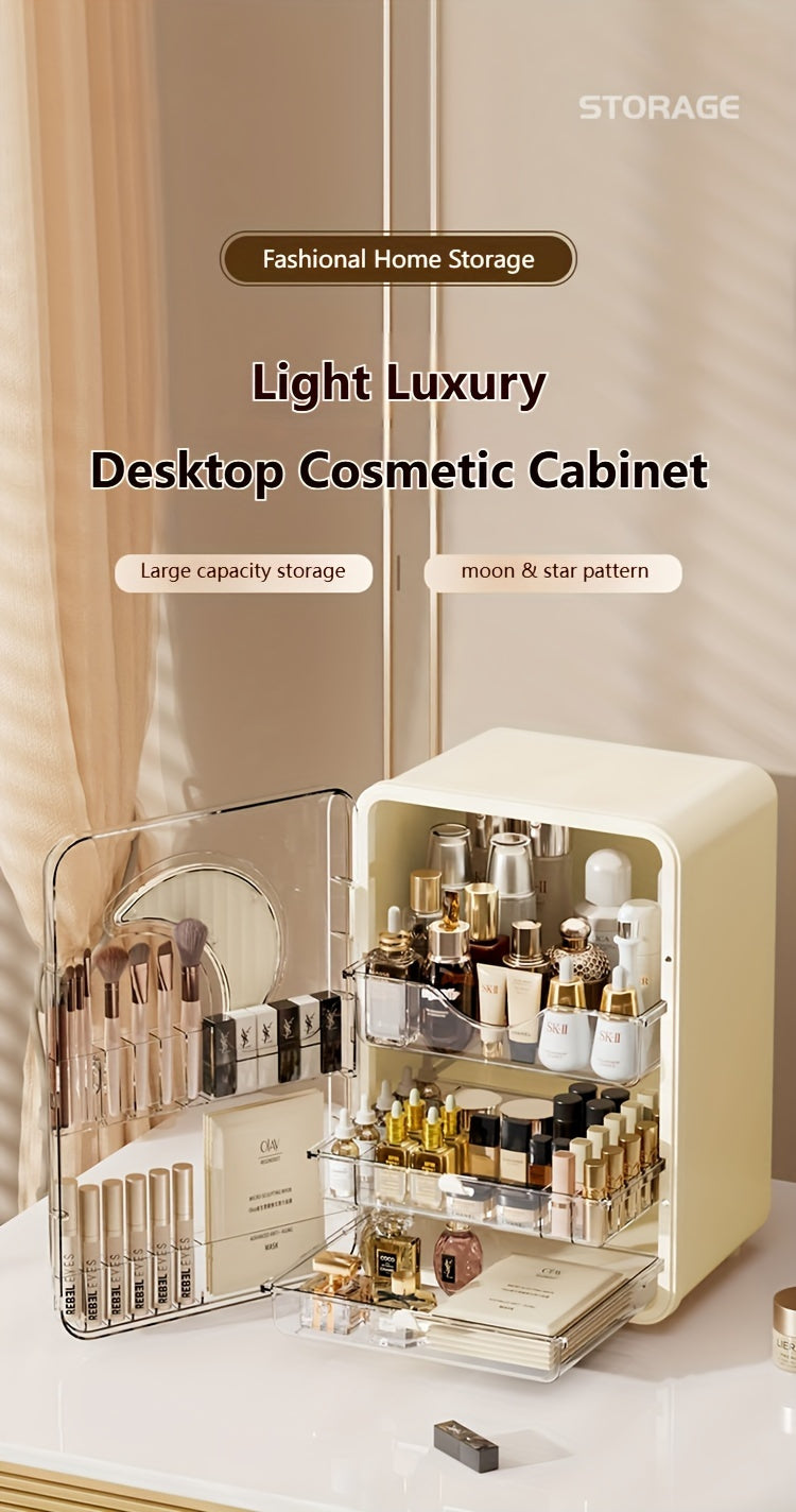 Moon Pattern Makeup Organizer and Storage Cosmetics Skincare Organizers with Lid and Drawers Cosmetic Display Cases Girls Gifts