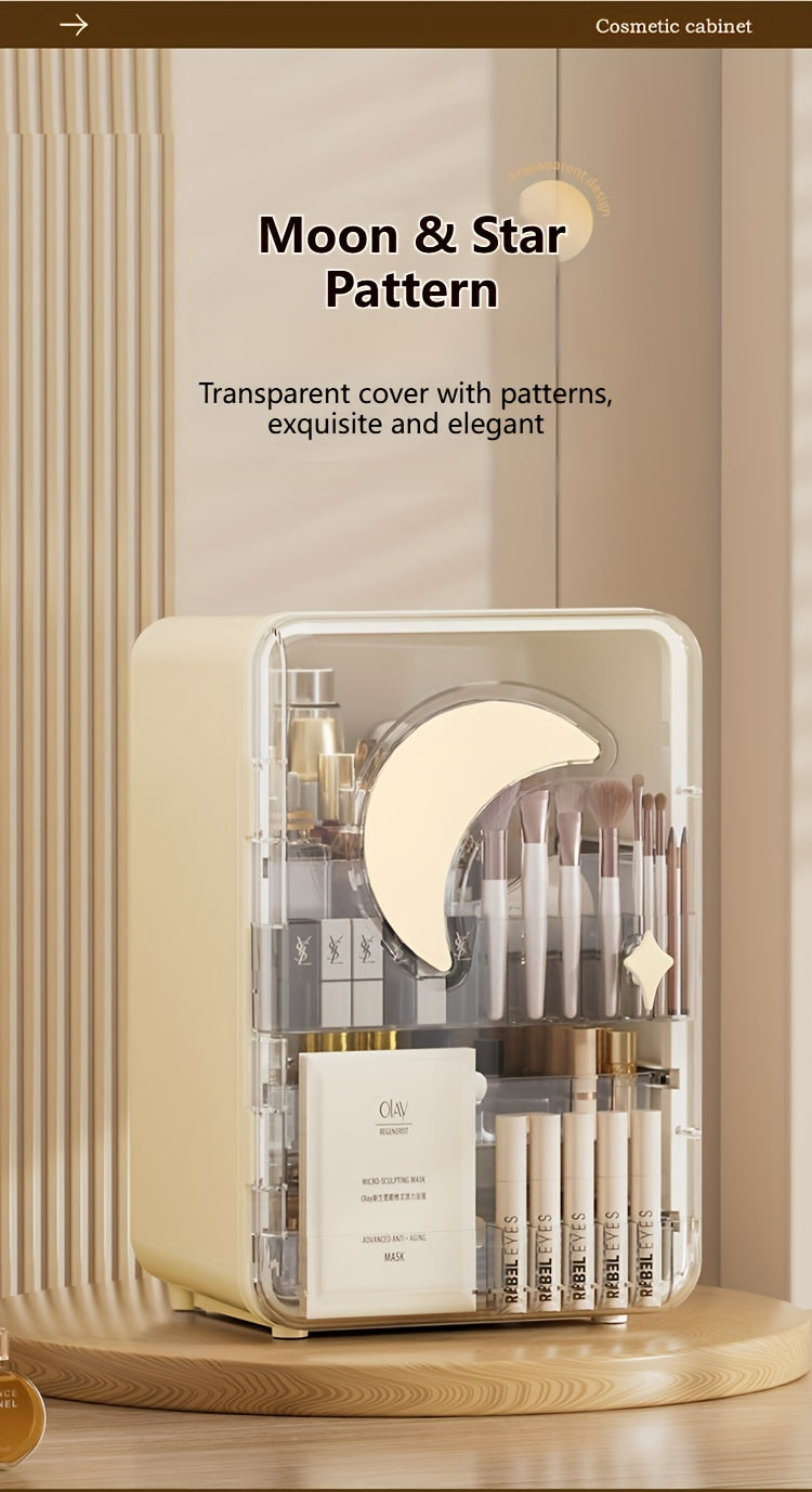 Moon Pattern Makeup Organizer and Storage Cosmetics Skincare Organizers with Lid and Drawers Cosmetic Display Cases Girls Gifts