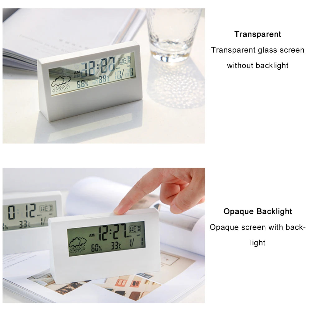 LED Thermometer Thermo-Hygrometer Multifunction Electronic Temperature Humidity Meter Weather Station for Home With Alarm Clock