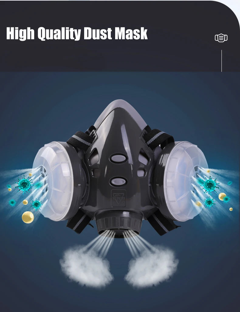 New Dust Mask Dust-proof Respirator Dual Cotton Filter Reusable Half Face Mask For Carpenter Builder Polishing Safety Glasses