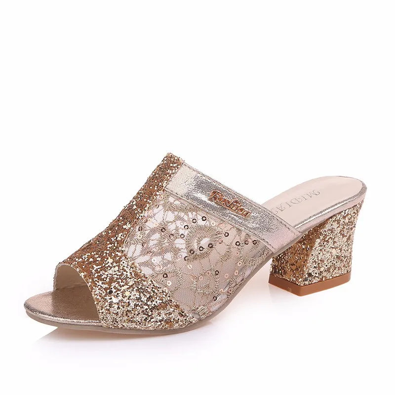 Women Sandals Fashion Thick Heel Peep Toe Women's Shoes Mesh Breathable Sandals Ladies Plus Size Girls Summer Beach Sandals