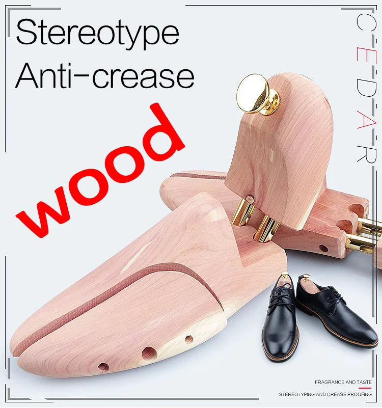 1 Pair High Quality Twin Tube Red Cedar Wood Adjustable Shoe Shaper Men's and Women's Shoe Tree Stretcher Keeper Anti-wrinkle
