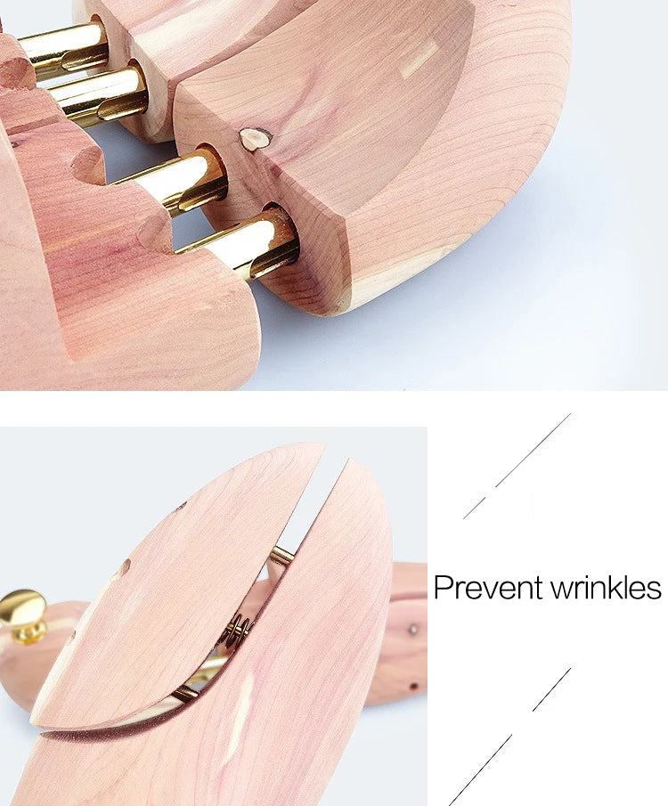 1 Pair High Quality Twin Tube Red Cedar Wood Adjustable Shoe Shaper Men's and Women's Shoe Tree Stretcher Keeper Anti-wrinkle