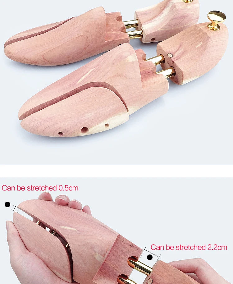 1 Pair High Quality Twin Tube Red Cedar Wood Adjustable Shoe Shaper Men's and Women's Shoe Tree Stretcher Keeper Anti-wrinkle