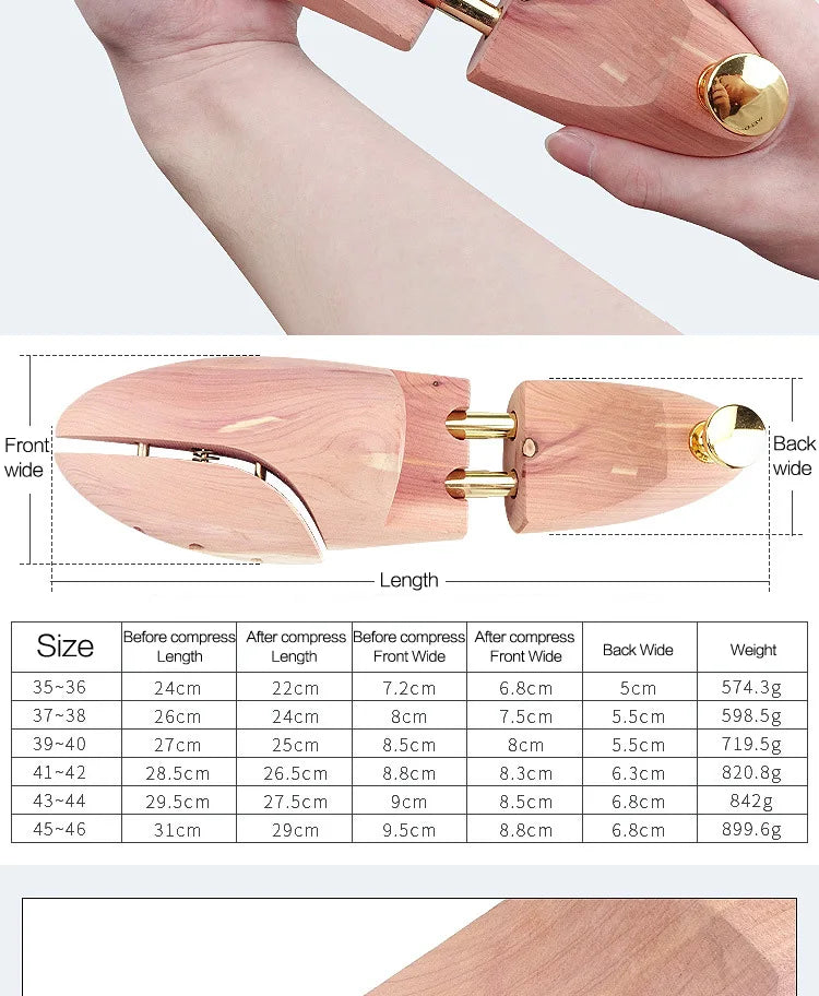 1 Pair High Quality Twin Tube Red Cedar Wood Adjustable Shoe Shaper Men's and Women's Shoe Tree Stretcher Keeper Anti-wrinkle