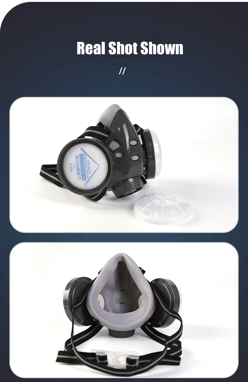 New Dust Mask Dust-proof Respirator Dual Cotton Filter Reusable Half Face Mask For Carpenter Builder Polishing Safety Glasses