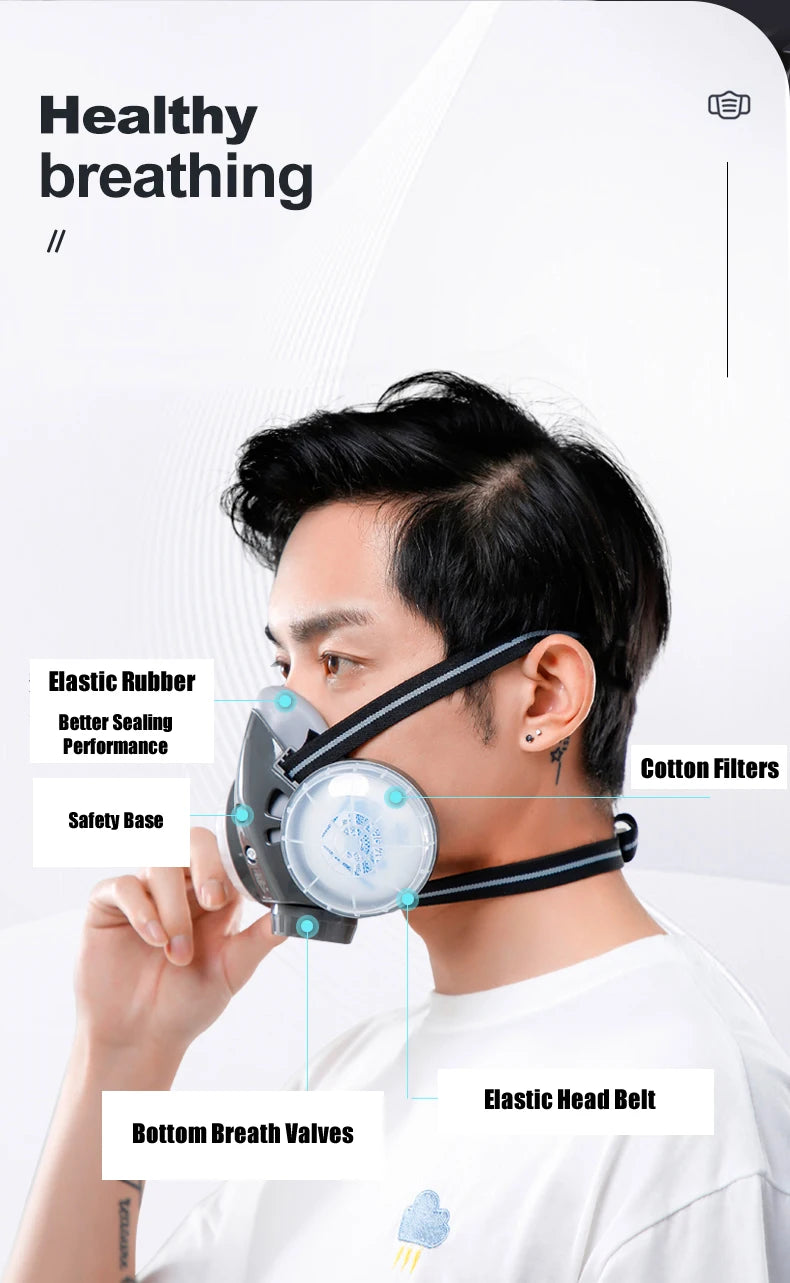 New Dust Mask Dust-proof Respirator Dual Cotton Filter Reusable Half Face Mask For Carpenter Builder Polishing Safety Glasses