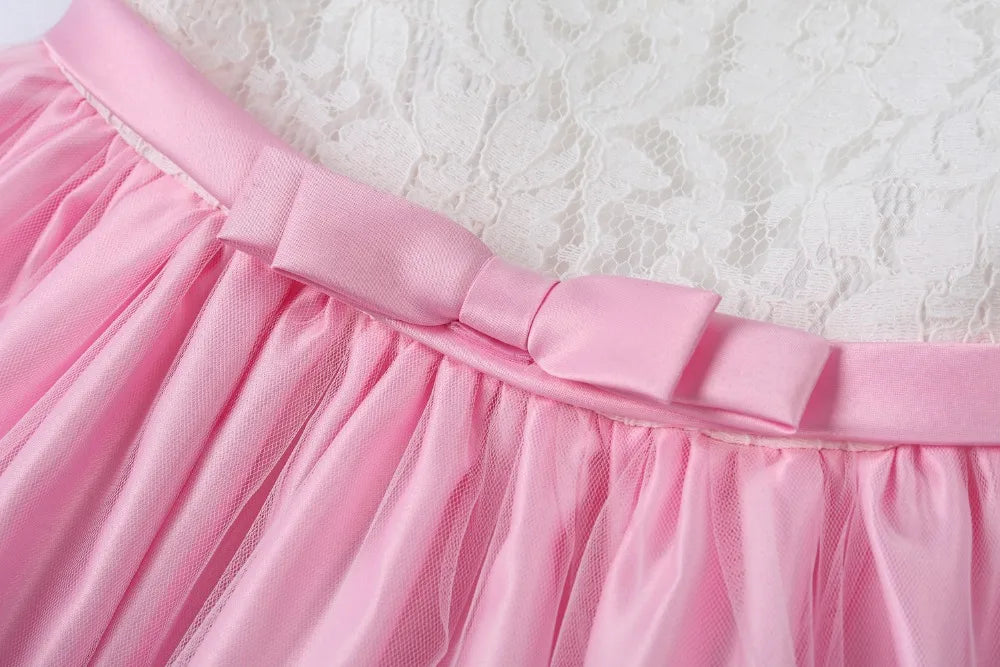 Baby Girls Princess Dress And Hairband 2Pcs Elegant Bow Toddler Girl 1 Years Birthday Party Lace Ball Gown Vestidos Kids Dresses