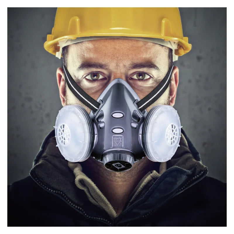 New Dust Mask Dust-proof Respirator Dual Cotton Filter Reusable Half Face Mask For Carpenter Builder Polishing Safety Glasses