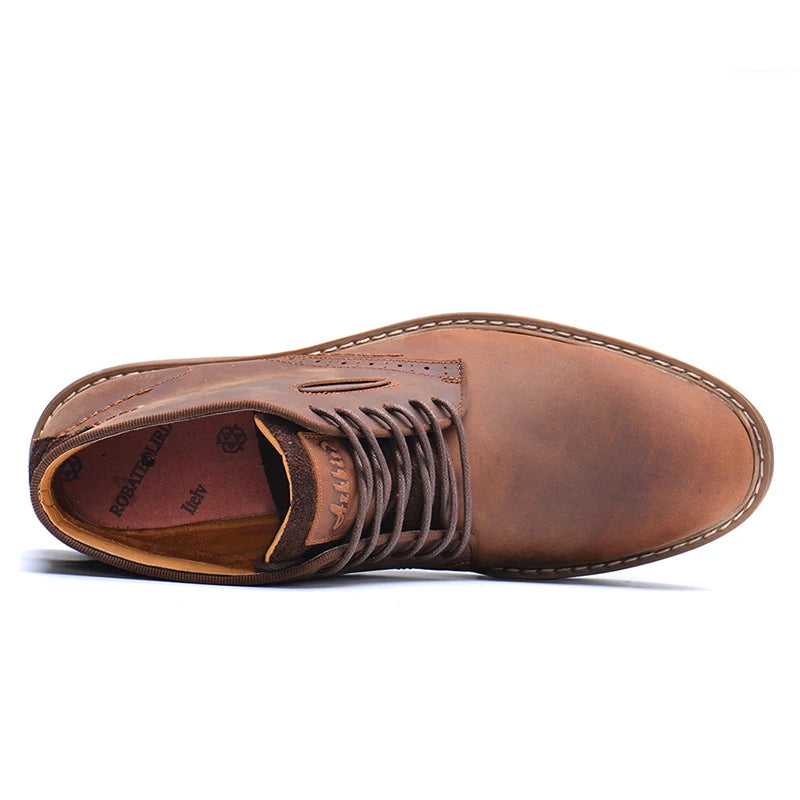 ZFTL NEW men's Basic boots crazy horse skin leather handmade men's lager size Casual shoes men's lace-up Ankle boots 2025 new