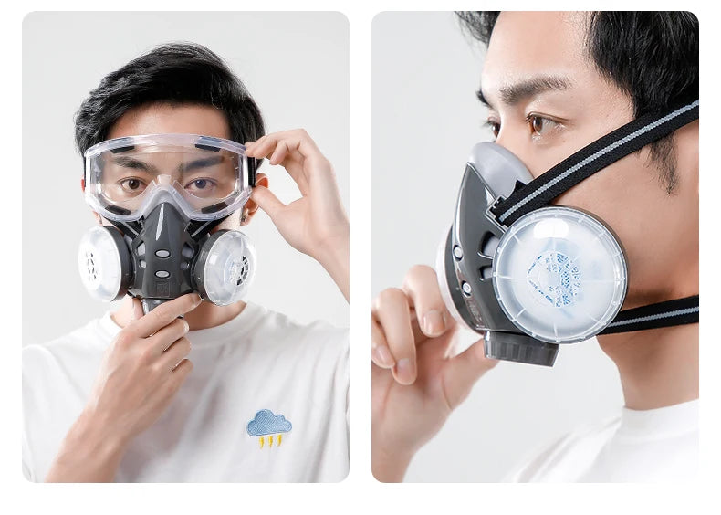 New Dust Mask Dust-proof Respirator Dual Cotton Filter Reusable Half Face Mask For Carpenter Builder Polishing Safety Glasses