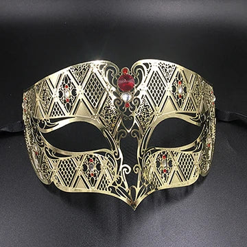 Phantom  Metal Laser Cut Filigree Crystals Eye Face Mask Masquerade Venetian Party Prom Masks