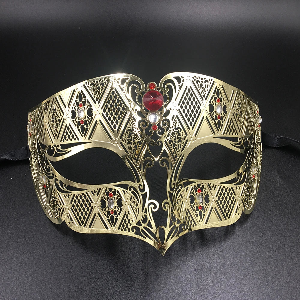 Phantom  Metal Laser Cut Filigree Crystals Eye Face Mask Masquerade Venetian Party Prom Masks