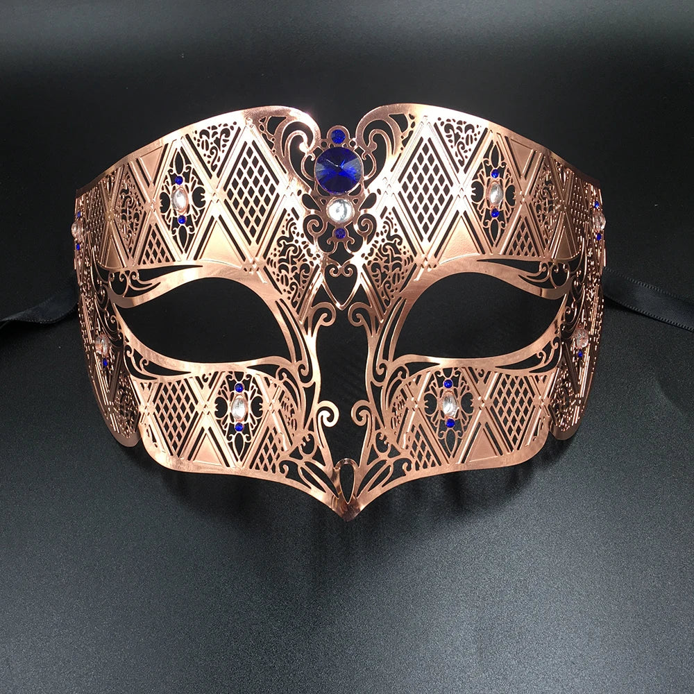Phantom  Metal Laser Cut Filigree Crystals Eye Face Mask Masquerade Venetian Party Prom Masks