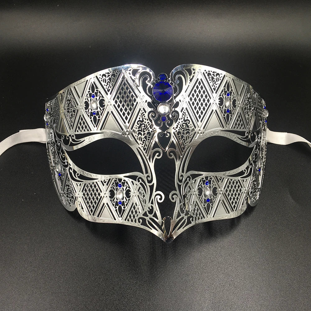 Phantom  Metal Laser Cut Filigree Crystals Eye Face Mask Masquerade Venetian Party Prom Masks
