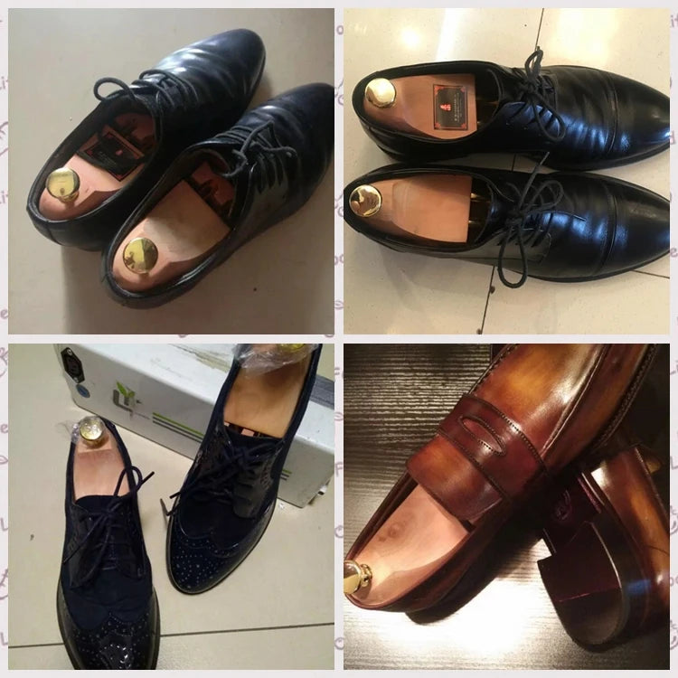 1 Pair High Quality Twin Tube Red Cedar Wood Adjustable Shoe Shaper Men's and Women's Shoe Tree Stretcher Keeper Anti-wrinkle