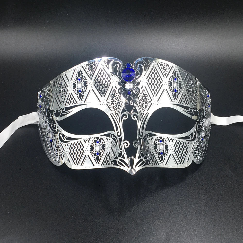 Phantom  Metal Laser Cut Filigree Crystals Eye Face Mask Masquerade Venetian Party Prom Masks