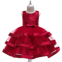 Baby Girls Princess Dress And Hairband 2Pcs Elegant Bow Toddler Girl 1 Years Birthday Party Lace Ball Gown Vestidos Kids Dresses