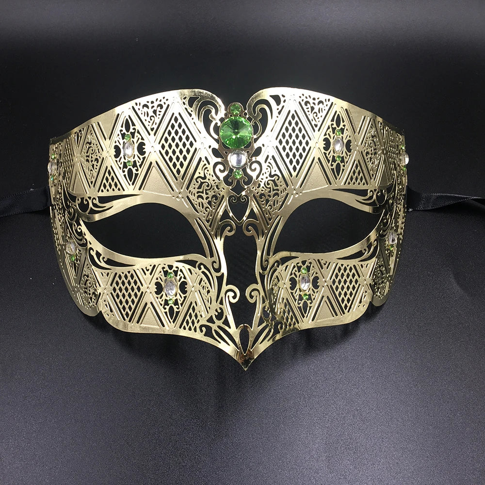 Phantom  Metal Laser Cut Filigree Crystals Eye Face Mask Masquerade Venetian Party Prom Masks