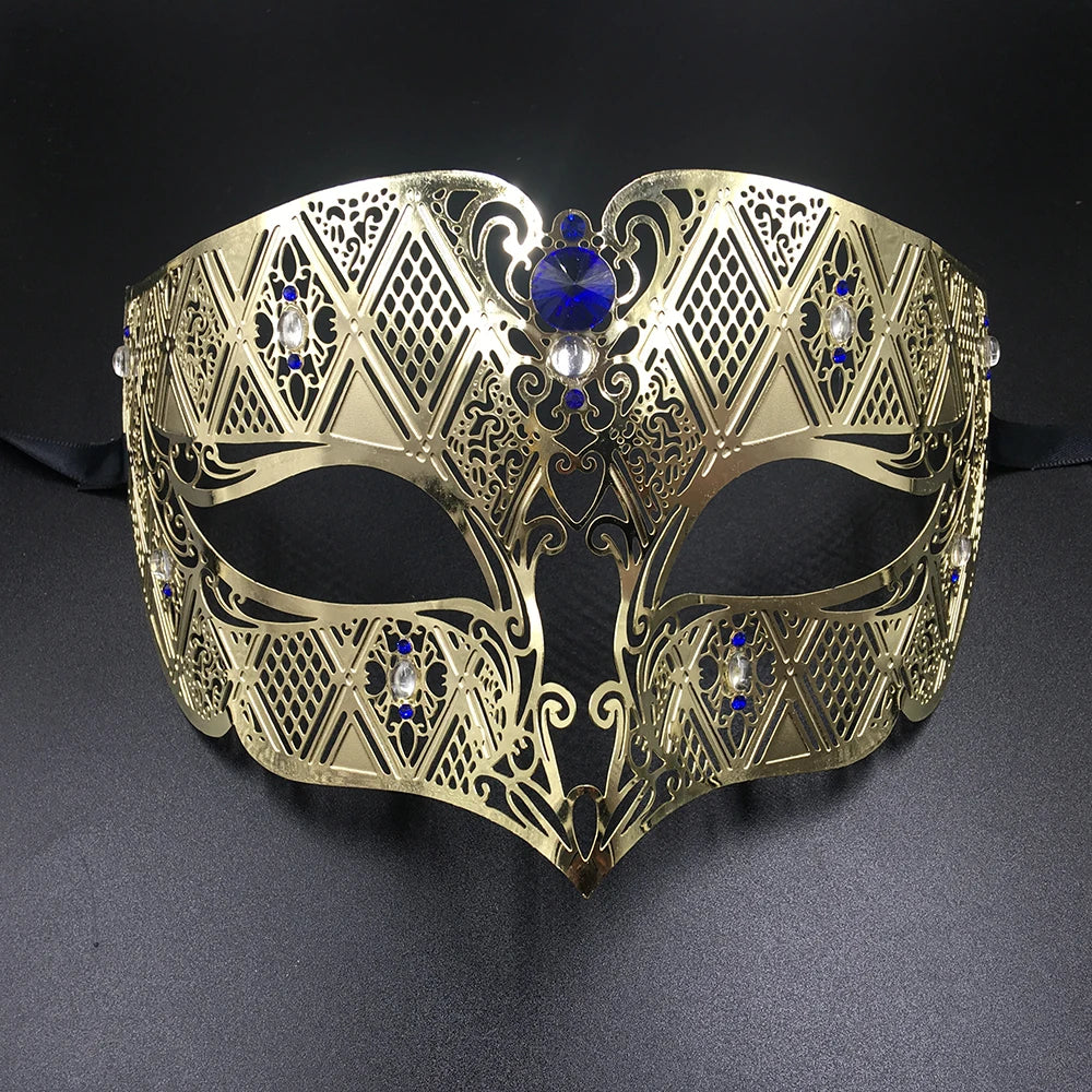 Phantom  Metal Laser Cut Filigree Crystals Eye Face Mask Masquerade Venetian Party Prom Masks