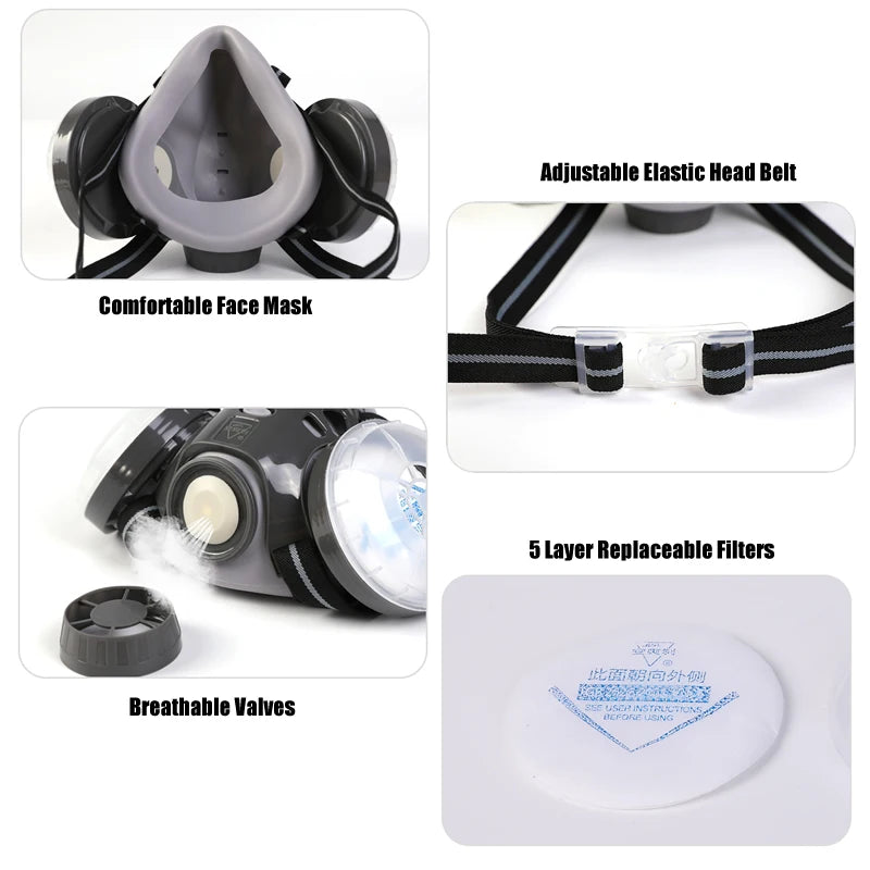 New Dust Mask Dust-proof Respirator Dual Cotton Filter Reusable Half Face Mask For Carpenter Builder Polishing Safety Glasses
