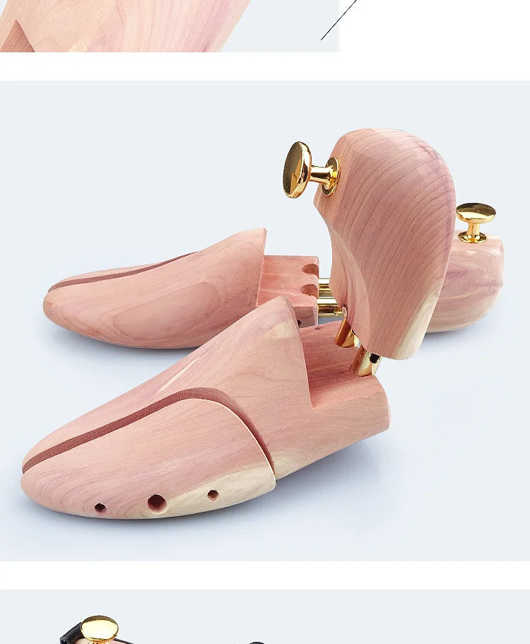 1 Pair High Quality Twin Tube Red Cedar Wood Adjustable Shoe Shaper Men's and Women's Shoe Tree Stretcher Keeper Anti-wrinkle