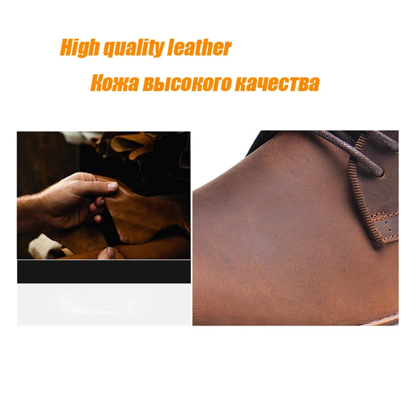 ZFTL NEW men's Basic boots crazy horse skin leather handmade men's lager size Casual shoes men's lace-up Ankle boots 2025 new