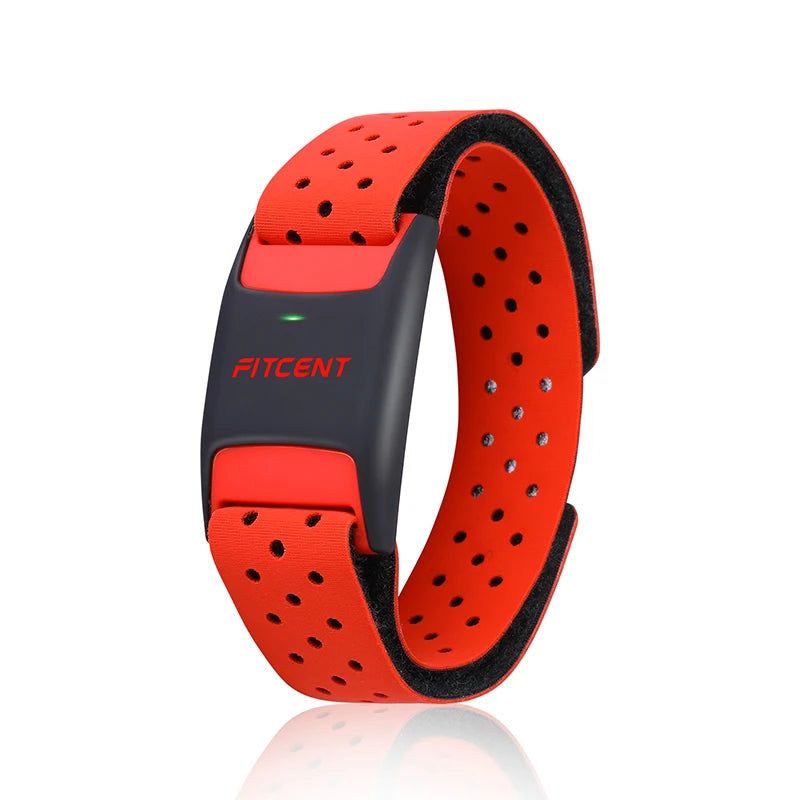 FITCENT Heart Rate Monitor Armband, Bluetooth ANT+ Optical Heart Rate Sensor Wrist, Rechargeable Fitness Tracker for Peloton Str