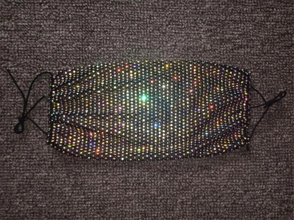 2026 Trendy Reticulated Rhinestone Face Mask for Female Vintage Bling Crystal Mouth Mask Popular Jewelry Gift