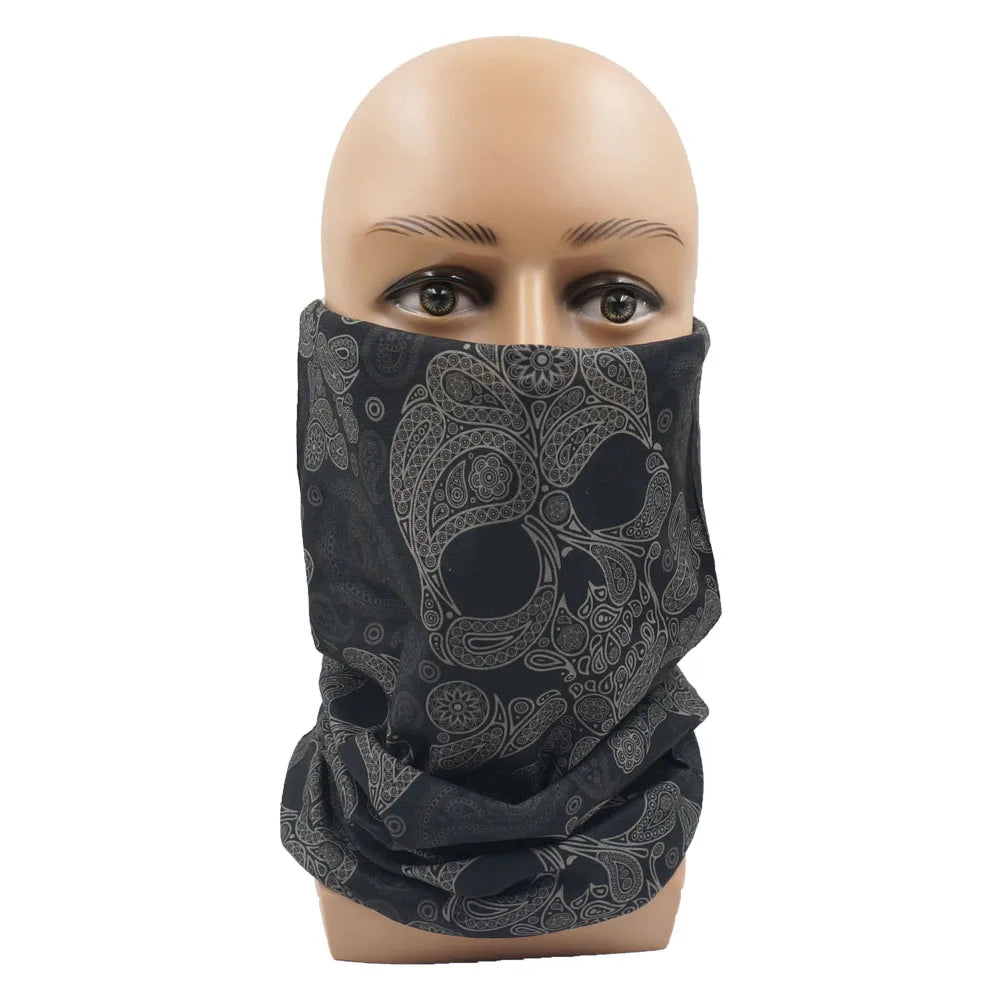 Cycling Face Mask Headwear Halloween Skull Wrap Scarf Warm Washable Headband Breathable Running Bandana Outdoor Sports Equipment