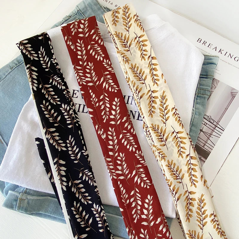 Summer Women Imitation Silk Dress Belt Variety Cute Double Printing Women Neckerchiefs Travel Bag Hats Ribbons Ladies Scarves