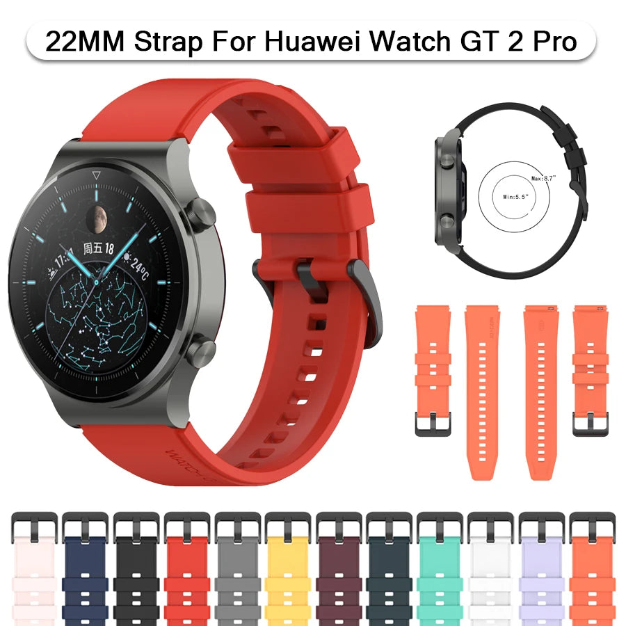 22mm Silicone Strap for Huawei Watch GT 2 Pro GT3 46MM Replaceable Wrist Bracelet Watchbands for Huami Amazfit GTR 3 Pro correa