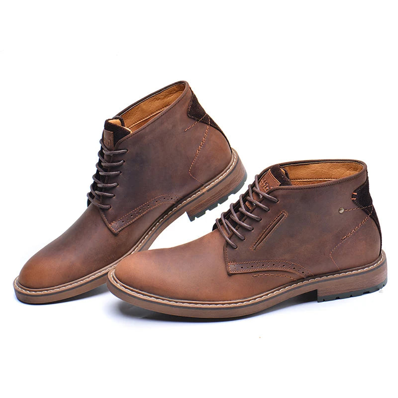 ZFTL NEW men's Basic boots crazy horse skin leather handmade men's lager size Casual shoes men's lace-up Ankle boots 2025 new