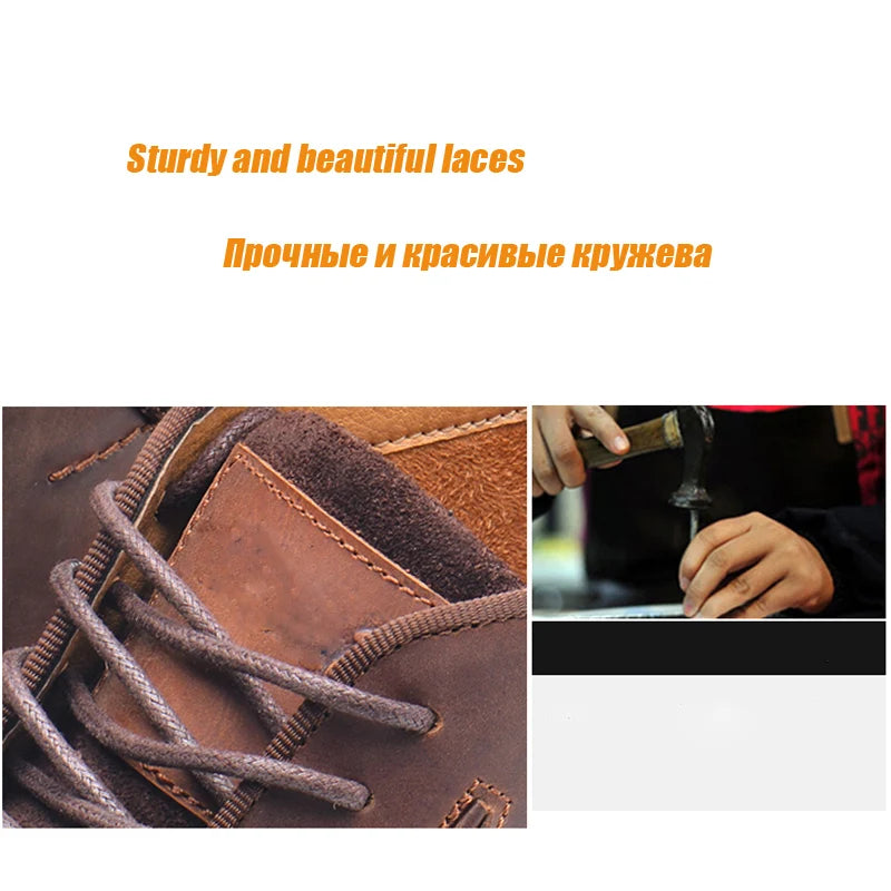 ZFTL NEW men's Basic boots crazy horse skin leather handmade men's lager size Casual shoes men's lace-up Ankle boots 2025 new