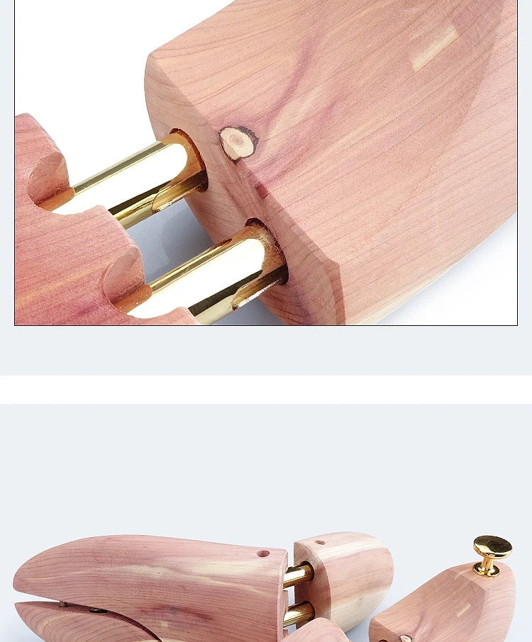 1 Pair High Quality Twin Tube Red Cedar Wood Adjustable Shoe Shaper Men's and Women's Shoe Tree Stretcher Keeper Anti-wrinkle