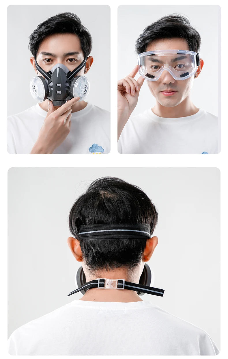New Dust Mask Dust-proof Respirator Dual Cotton Filter Reusable Half Face Mask For Carpenter Builder Polishing Safety Glasses
