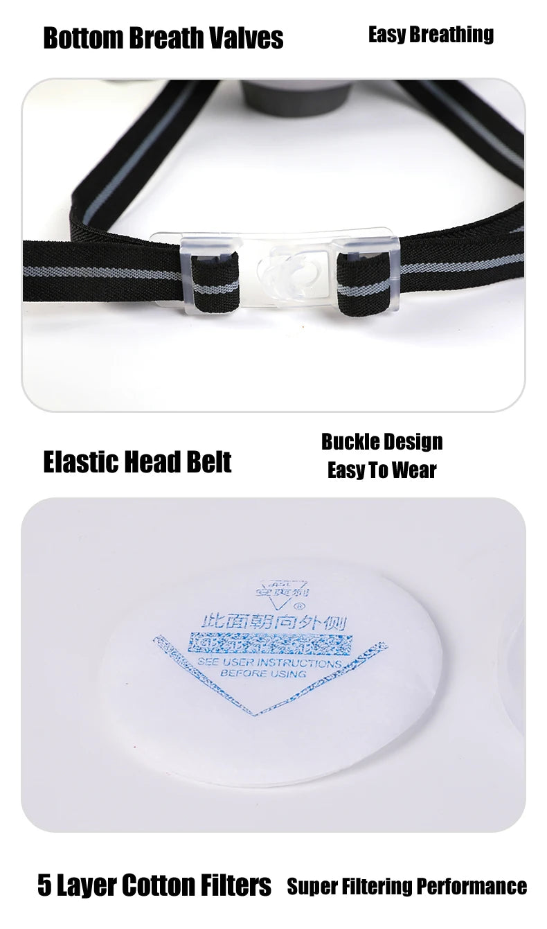 New Dust Mask Dust-proof Respirator Dual Cotton Filter Reusable Half Face Mask For Carpenter Builder Polishing Safety Glasses