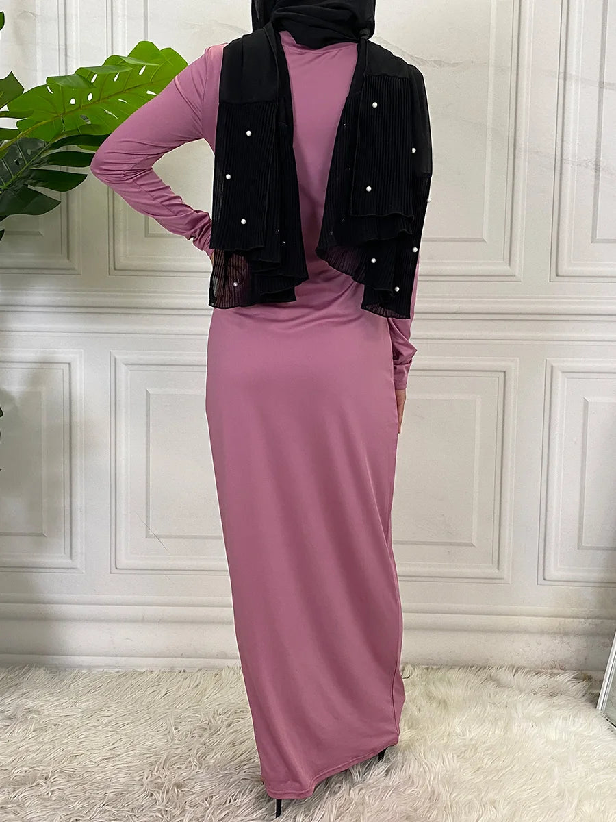 Muslim Middle East new fashion base solid color dress Dubai Turkey Arab elegant popular women's dress