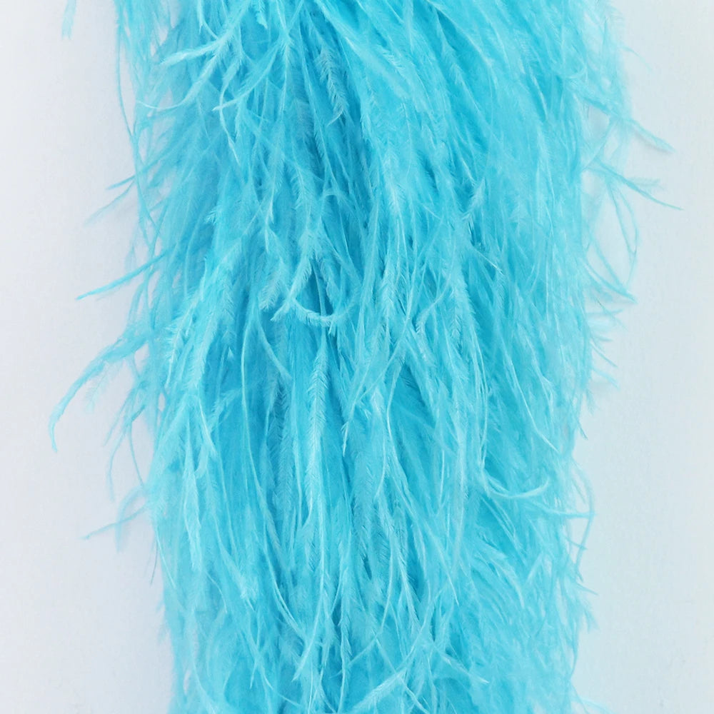 2M Royal blue Natural Ostrich Long Feathers Boa Decoration for Party Wedding Dress Shawl Clothes Sewing Accessories Crafts Plume