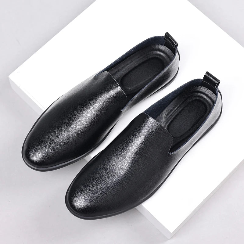 MAEDEF 2024 Summer Classic Fashion Mens Outdoor Leather High Quality Casual Shoes Slip on Soft Comfortable Lightweight Footwear