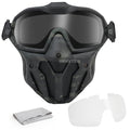 Tactical Full Face Mask Anti-fog Fan Shooting Safety Protective Equipment Hunting Airsoft Paintball Detachable Goggles Masks Set