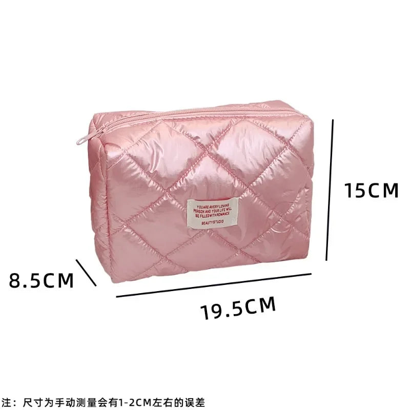 Large Capacity Make Up Kit Portable Travel Toiletries Skincare Organizer Pouch New Fashion Rhombus Shiny Clutch Cosmetic Bag