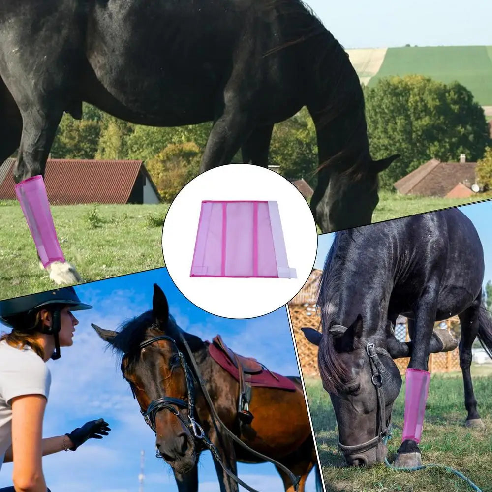 Horse Leg Guards 4 PCS Horse Leggins Reusable Fly Boots Fly Boots Horses Minimizes Leg Fatigue Reduces Stomping