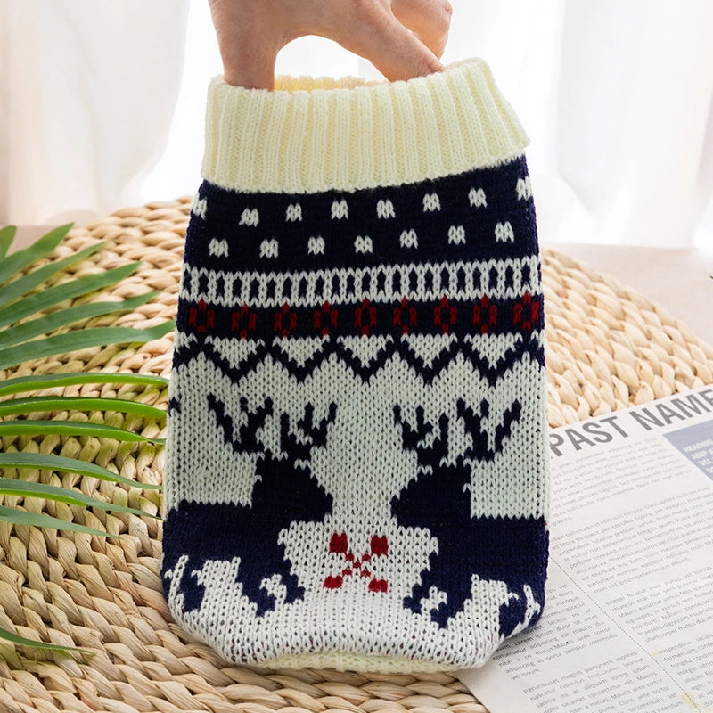 Christmas New Year Clothes for Cat Animal Print Breathable Pet Supplies Small Dog Sweater Keep Warm York Dog Winter Jacket