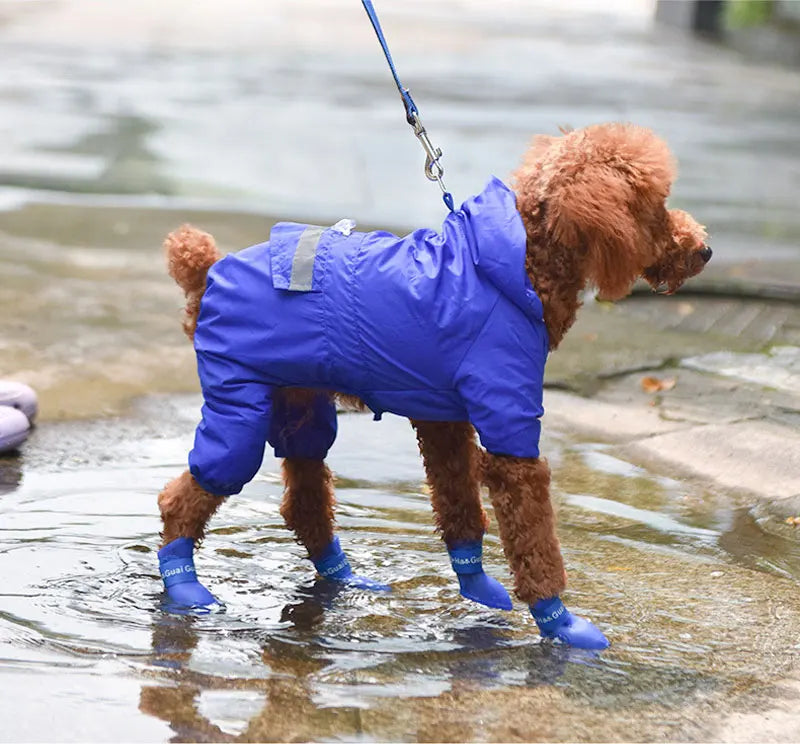 4pcs/Set Small Pet Dog Rain Shoes Anti Slip Waterproof Puppy Cat Shoe Rubber Boots for Outdoor Footwear Socks Pet Accessories