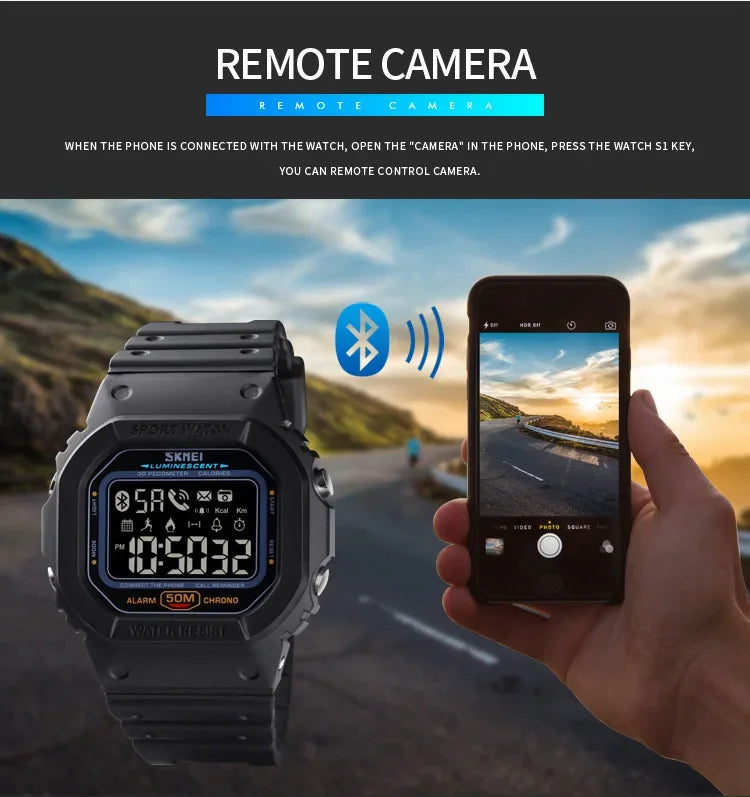 SKMEI Pedometer Calorie Tracker For Iphone Huawei Xiaomi Male relogio Mens Bluetooth Wristwatches 1629 Sport Digital Watch