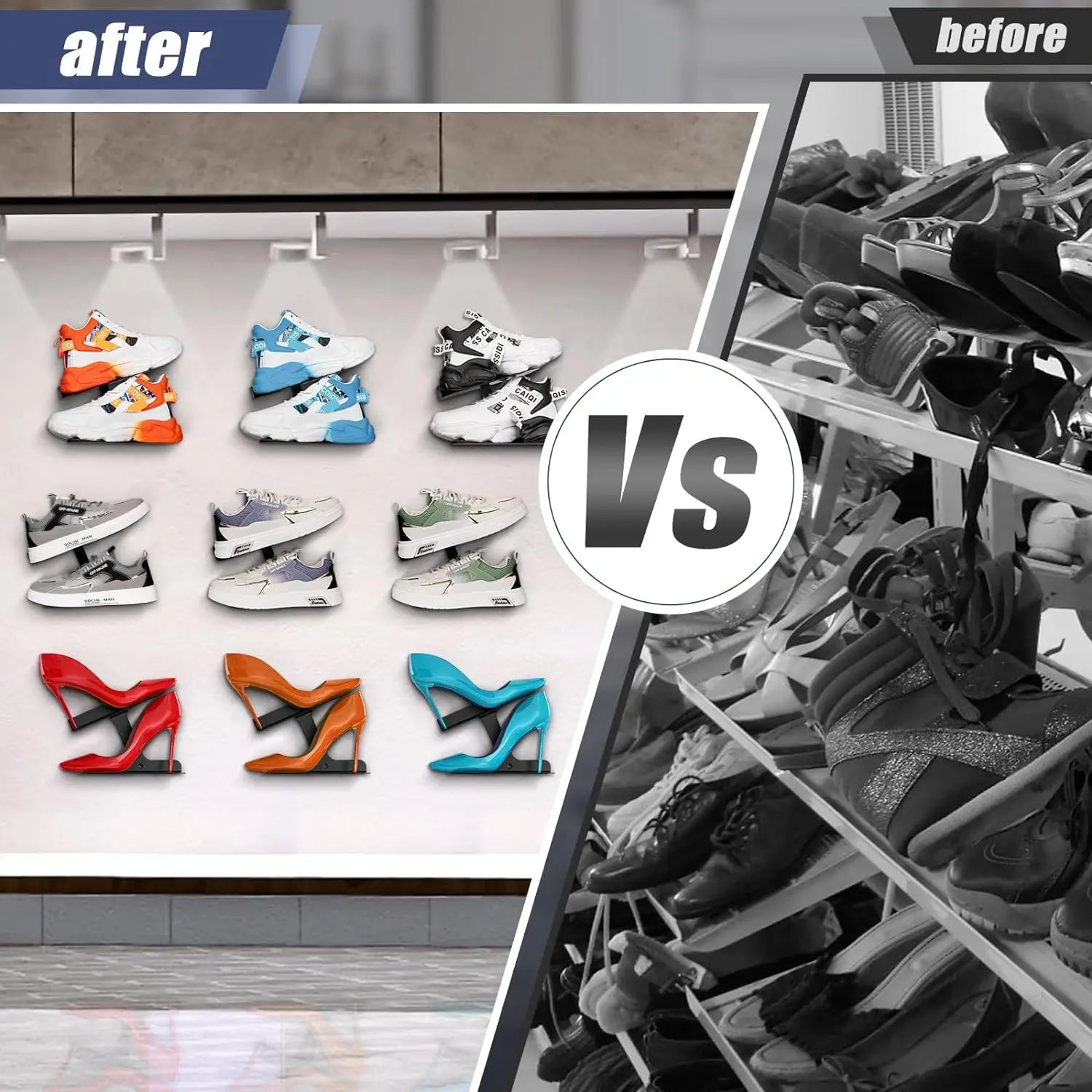 H-shaped Shoe Rack Wall Mounted, Floating Shoe Display Shelves, Sneaker Holders for Shoe Collectors & Advertising Exhibition