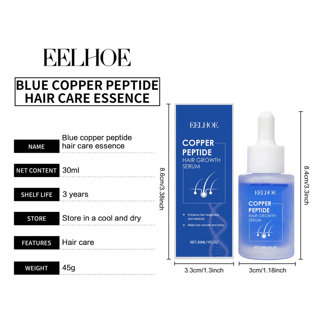 EELHOE Blue Copper Peptide Serum for Hair Growth Treatments for Damaged Hair Strengthening Products Prevent Hair Loss Essence