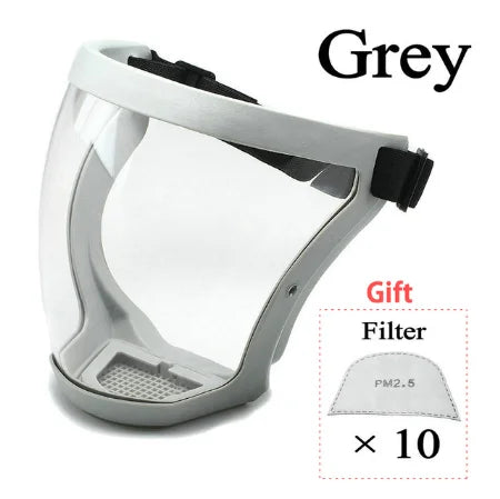 Transparent Full Face Shield Splash-proof  WindProof Anti-fog Mask Safety Glasses Protection Eye Face Mask with Filters