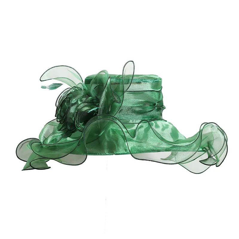 FS Wide Brim Kentucky Derby Hats Fascinators For Women With Veil Flower Organza Wedding Church Cocktail Tea Party Dress Cap 2025